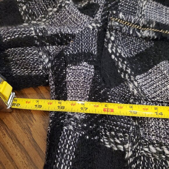SPANNER Wool Blend Long Blazer Jacket black/white check print Women's 6 - Picture 7 of 8